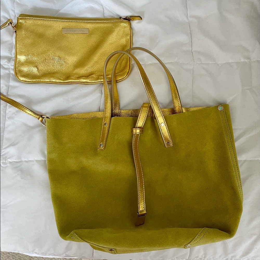 tiffany suede/leather reversible tote